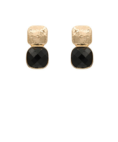 GA TEXTURED METAL & CUSHION EARRING
