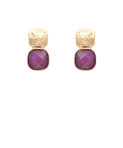 GA TEXTURED METAL & CUSHION EARRING