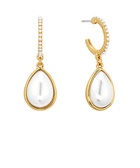 GS PEARL TEARDROP DANGLING HOOPS