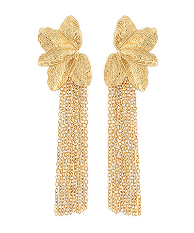 GS HALF FLOWER & CHAIN FRINGE EARRING