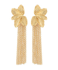 GS HALF FLOWER & CHAIN FRINGE EARRING