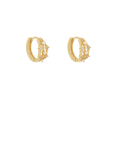 GS PEARL STATION STUD HOOPS