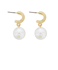 GS TEXTURED PEARL DROP EARRING