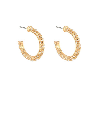 GS DOTTED PEARL METAL HOOPS