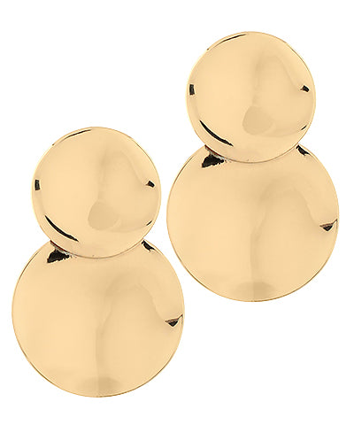 GS TEXTURED DISK 2 DROP EARRINGS