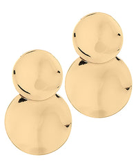 GS TEXTURED DISK 2 DROP EARRINGS