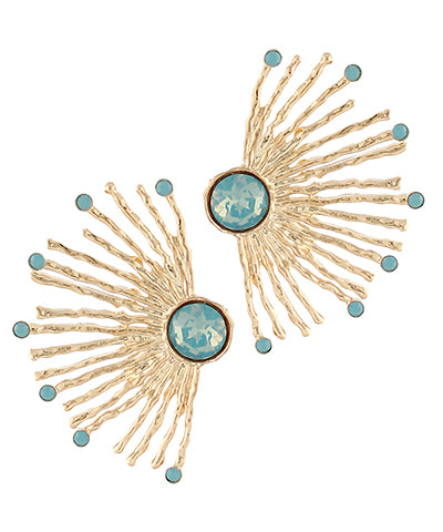GS GLASS ACCENT HALF SUNBURST PEARL EARRINGS
