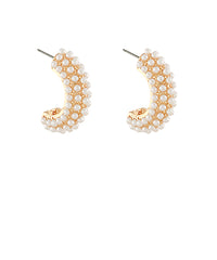 GS PAVE PEARL HOOPS
