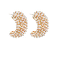 GS WIDE PAVE PEARL HOOPS