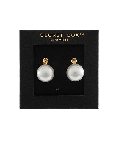 GS PEARL & CZ STUD EARRINGS