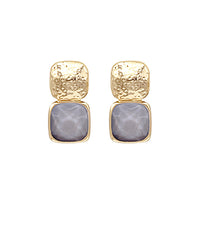 GS BOLD SQUARE STONE & METAL EARRING