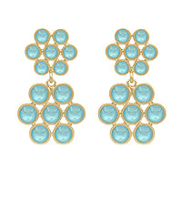 GS STONE & DOUBLE FLOWER DROP EARRING