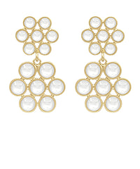 GS STONE & DOUBLE FLOWER DROP EARRING