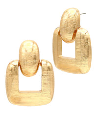 GS SQUARE DOOR KNOCKER TEXTURED EARRINGS