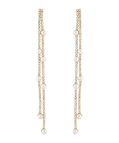 GS LAYERED BAR PEARL EARRING