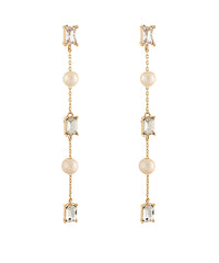 GS LINEAR BAGUETTE AND PEARL EARRING
