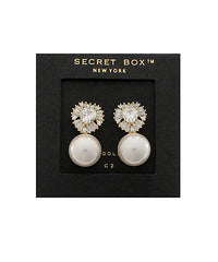 GS CZ CLUSTER & PEARL DROP EARRINGS