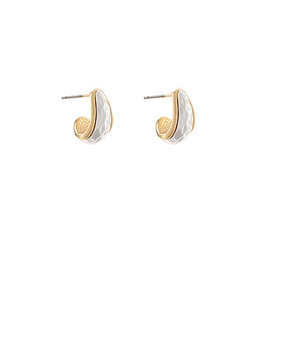 GS TT HAMMERED TEARDROP HOOPS