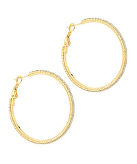 GS PAVE CRYSTAL HOOPS