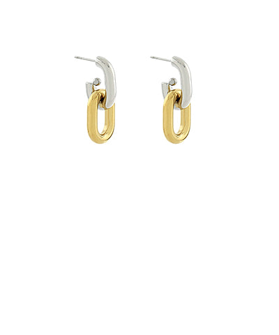 GS LINKED OVAL TWO TONED DANGLE HOOPS