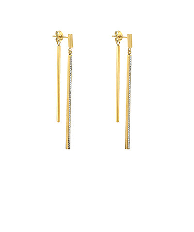 GS PAVE CRYSTAL THIN BAR DROP EARRING