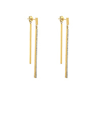GS PAVE CRYSTAL THIN BAR DROP EARRING