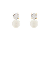 GS PAVE CRYSTAL PEARL EARRING