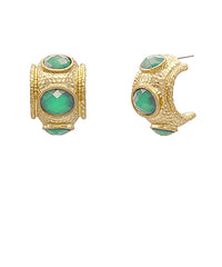 GS ANTIQUE BOLD FACETED STONE HOOPS