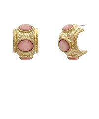 GS ANTIQUE BOLD FACETED STONE HOOPS