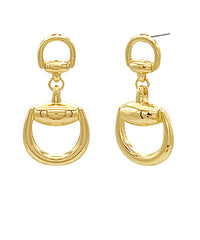 GS DOUBLE HORSEBIT DROP EARRINGS