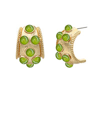 GS ANTIQUE CATS EYE STONE BOLD HOOPS