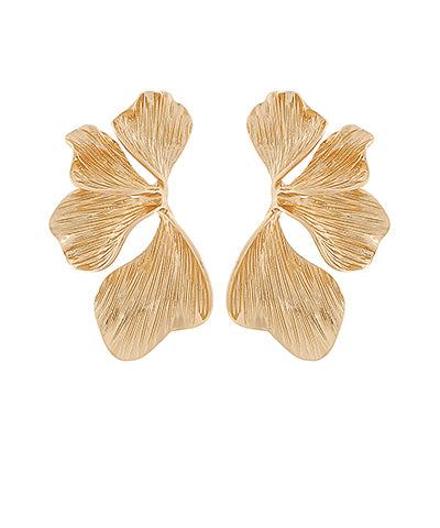 GS TEXTURED HALF FLOWER EARRING
