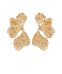 GS TEXTURED HALF FLOWER EARRING