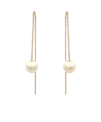 GS PEARL & BAR CHAIN DROP PULL THROUGH EARRING