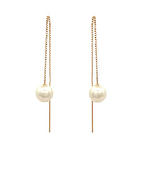 GS PEARL & BAR CHAIN DROP PULL THROUGH EARRING