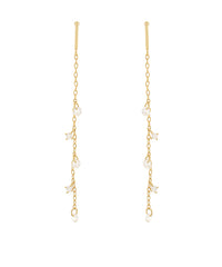 GS METAL BAR & CHAIN GLASS DANGLE EARRING