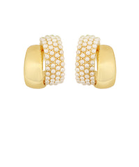 GS LAYERED PAVE PEARL AND METAL HOOPS