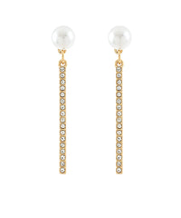 GS PEARL AND PAVE CRYSTAL BAR EARRING