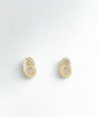 GS PAVE OVAL LINKED EARRING
