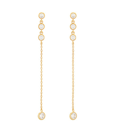 GS LINEAR CZ & CHAIN EARRINGS
