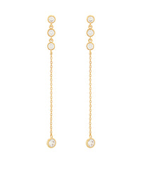 GS LINEAR CZ & CHAIN EARRINGS