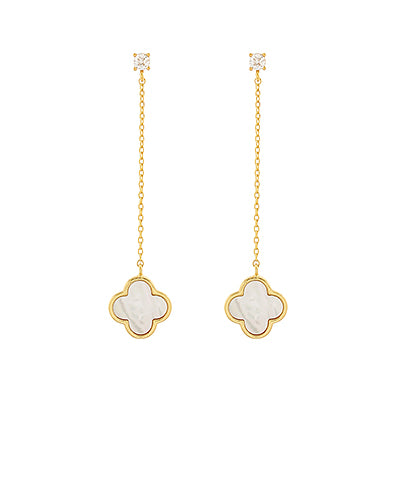 GS CLOVER CZ CHAIN EARRING