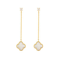 GS CLOVER CZ CHAIN EARRING