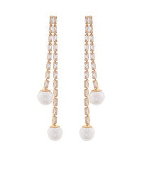 GS END PEARL LAYERED BAGUETTE EARRINGS