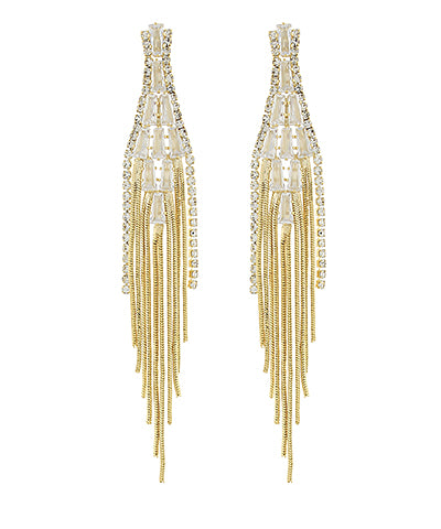 GS FRINGE PAVE BAGUETTE LONG EARRING