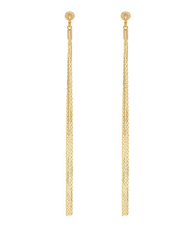 GS BALL POST LONG FRINGE EARRING