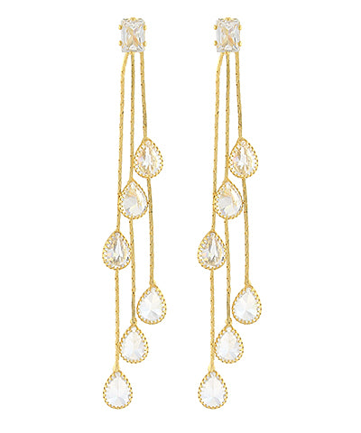 GS BAGUETTE FRINGE TEARDROP LONG EARRING