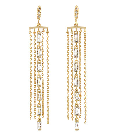 GS PAVE BAR FRINGE BAGUETTE EARRING