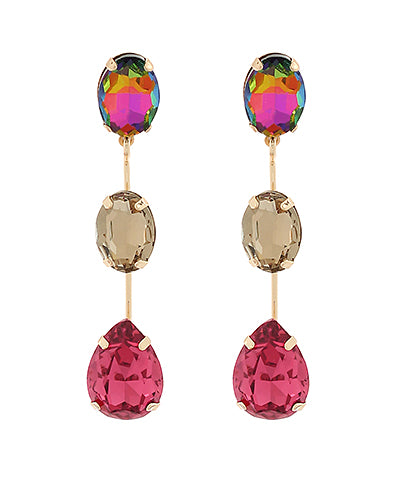GS LINEAR OVAL & TEARDROP EARRING