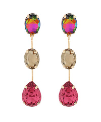 GS LINEAR OVAL & TEARDROP EARRING